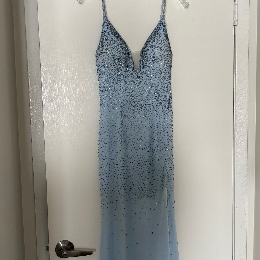 Jovani Light Blue Beaded Prom Pageant Dress
